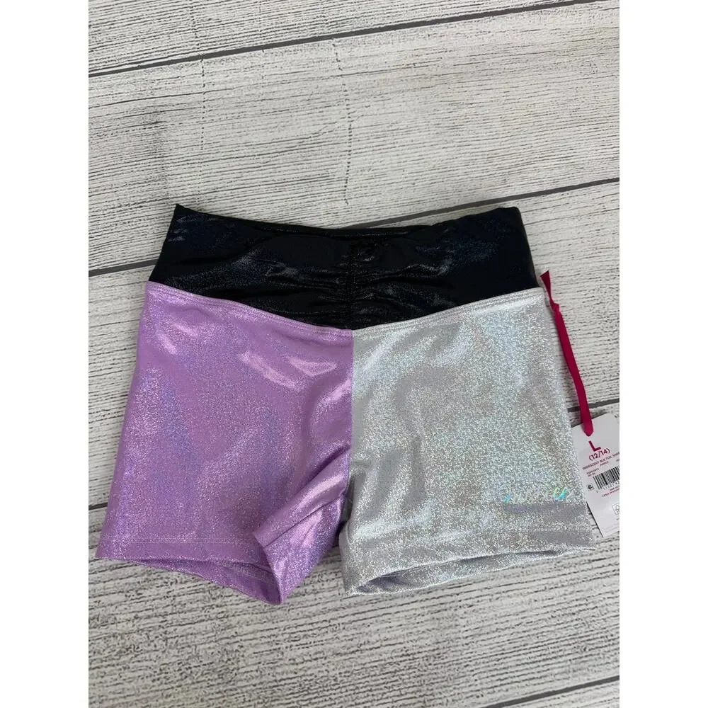 Justice Dance Gym Girl's Butterfly Cloud Iridescent Bra & Shorts Set Size Large